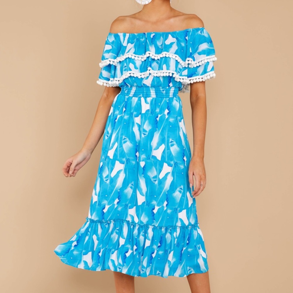 Tropical palm print midi dress
